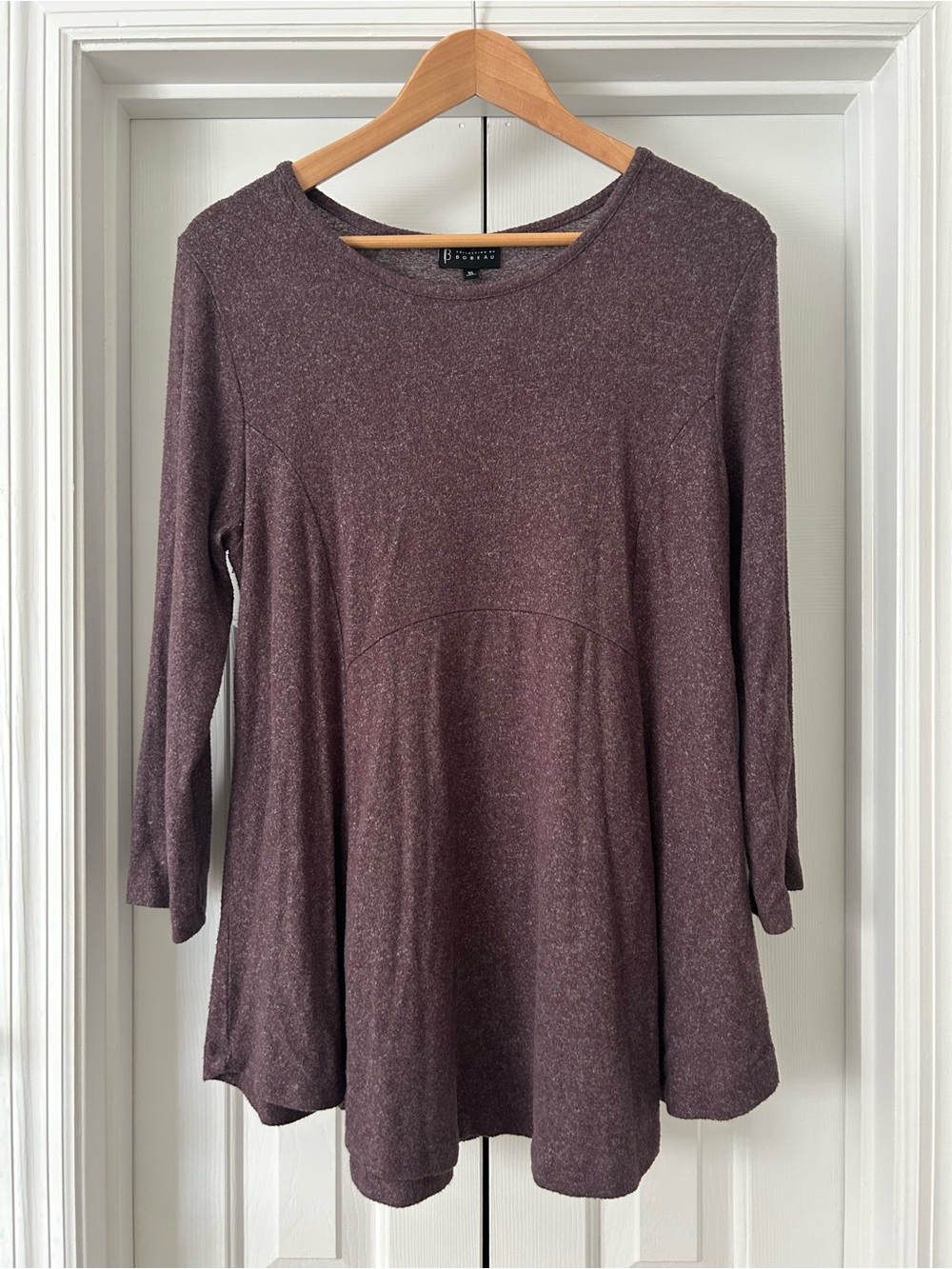 Bobeau Plum Soft Sweather A-Line Long Sleeve